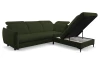 Rohová sedačka Glow, lahvově zelená látka, pravý roh