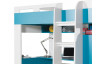 Zvýšená postel s úložným prostorem a stolem Mobi 90x200 cm, bílá/tyrkysová