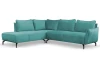 Rohová sedací souprava Bella, modro-zelená aqua látka, levý roh