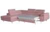 Rohová sedací souprava Lotos, růžová tkanina, levý roh