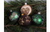 Vánoční ozdoba Zelená koule se stromečky 7 cm, sklo
