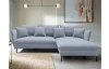 Rohová sedací souprava Gloss, šedo-modrá látka, pravý roh
