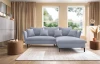 Rohová sedací souprava Gloss, šedo-modrá látka, pravý roh