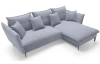 Rohová sedací souprava Gloss, šedo-modrá látka, pravý roh
