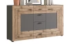 Široká komoda se zásuvkami Freno, šedá/dub