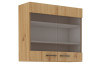 Horní prosklená kuchyňská skříňka Modena, 80 cm, dub artisan