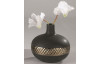 Dekorační váza 20x18 cm, černá, zlatý pruh