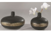 Dekorační váza 20x18 cm, černá, zlatý pruh