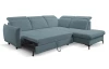 Rohová sedačka Glow, světle modrá látka, pravý roh