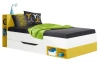 Postel se zásuvkou Mobi 90x200 cm, bílá/žlutá