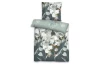 Povlečení Stefanie, bavlněný satén, zelené květinové