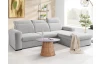 Rohová sedačka Dover, šedo-béžová strukturovaná látka, pravý roh