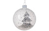 Skleněná vánoční ozdoba Koule 8 cm, motiv stromeček