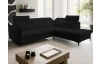 Rohová sedačka Glow, černá látka, pravý roh