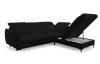 Rohová sedačka Glow, černá látka, pravý roh