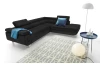 Rohová sedací souprava Lotos, černá tkanina, pravý roh
