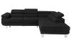 Rohová sedací souprava Lotos, černá tkanina, pravý roh