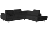 Rohová sedací souprava Lotos, černá tkanina, pravý roh