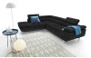 Rohová sedací souprava Lotos, černá tkanina, levý roh