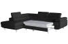 Rohová sedací souprava Lotos, černá tkanina, levý roh