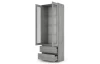 Vysoká vitrína Carlos, šedý beton, šířka 70 cm