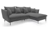 Rohová sedací souprava Gloss, popelavá šedá látka, pravý roh