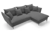 Rohová sedací souprava Gloss, popelavá šedá látka, pravý roh