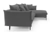 Rohová sedací souprava Gloss, popelavá šedá látka, pravý roh