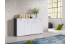 Široká komoda se zásuvkami Salve, šedý dub/bílá lesk