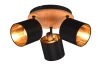 Stropní osvětlení Tommy, černo-zlaté se dřevem, 3 svítidla