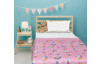 Dětský přehoz na postel Jednorožci a duhy, růžový, 170x210 cm