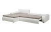 Rohová sedací souprava Galileo, bílá ekokůže/šedo-béžová látka