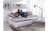 Rohová sedací souprava Galileo, bílá ekokůže/šedo-béžová látka