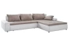 Rohová sedací souprava Galileo, bílá ekokůže/šedo-béžová látka