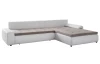Rohová sedací souprava Galileo, bílá ekokůže/šedo-béžová látka