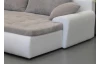 Rohová sedací souprava Galileo, bílá ekokůže/šedo-béžová látka