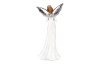 Dekorační soška Anděl se srdcem 32 cm, bílý se stříbrnými křídly