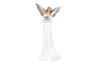 Dekorační soška Anděl se srdcem 32 cm, bílý se stříbrnými křídly