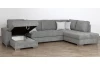 Sedací souprava Nancy, tvar U, šedá látka, s rozkladem
