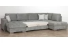 Sedací souprava Nancy, tvar U, šedá látka, s rozkladem