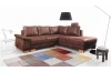Rohová sedací souprava Chivas 2A, hnědá vintage látka, pravý roh