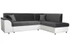 Rohová sedací souprava Bernett, bílá ekokůže/šedá látka, pravý roh