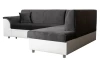 Rohová sedací souprava Bernett, bílá ekokůže/šedá látka, pravý roh
