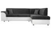 Rohová sedací souprava Bernett, bílá ekokůže/šedá látka, pravý roh