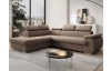 Rohová sedačka Viera, světle hnědá látka, levý roh