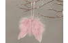 Vánoční dekorace/ozdoba Andělská křídla z peří 8 cm, růžová