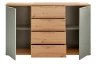 Komoda se zásuvkami Simada 150 cm, dub artisan/šalvějově zelená
