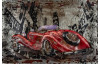 Kovový obraz na zeď Červený veterán 60x40 cm, vintage