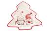 Vánoční talíř Skřítci, tvar strom, červený
