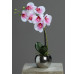 Umělá květina Orchidej v květináči, růžovo-bílá